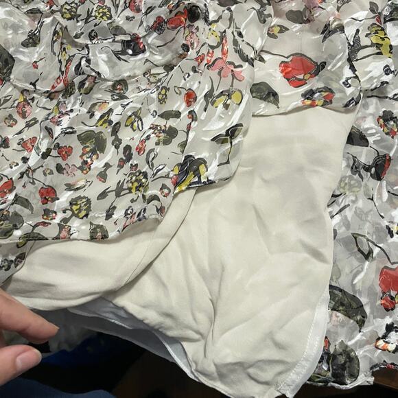 Jason Wu Dress Womens 4 Grey Painterly Cream Floral Printed Midi Tiered Silk - Picture 12 of 16